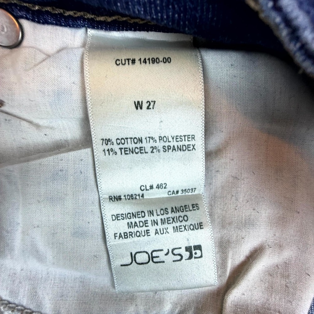 Joe's Jeans Womens 27 Blue Denim Cotton Stretch Mid Rise Tapered Leg Raw Hem - Picture 10 of 10